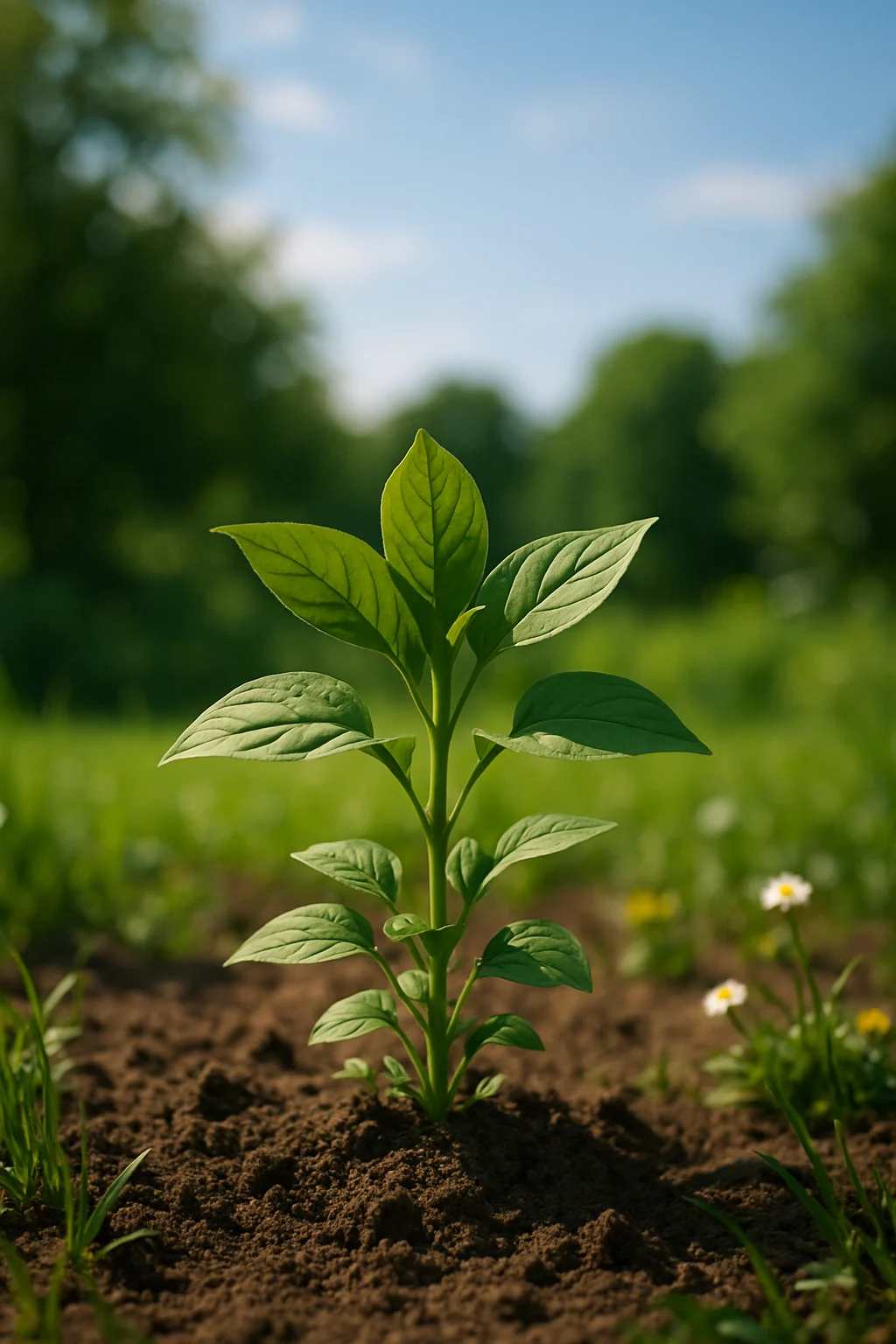 A small plant growing in the ground