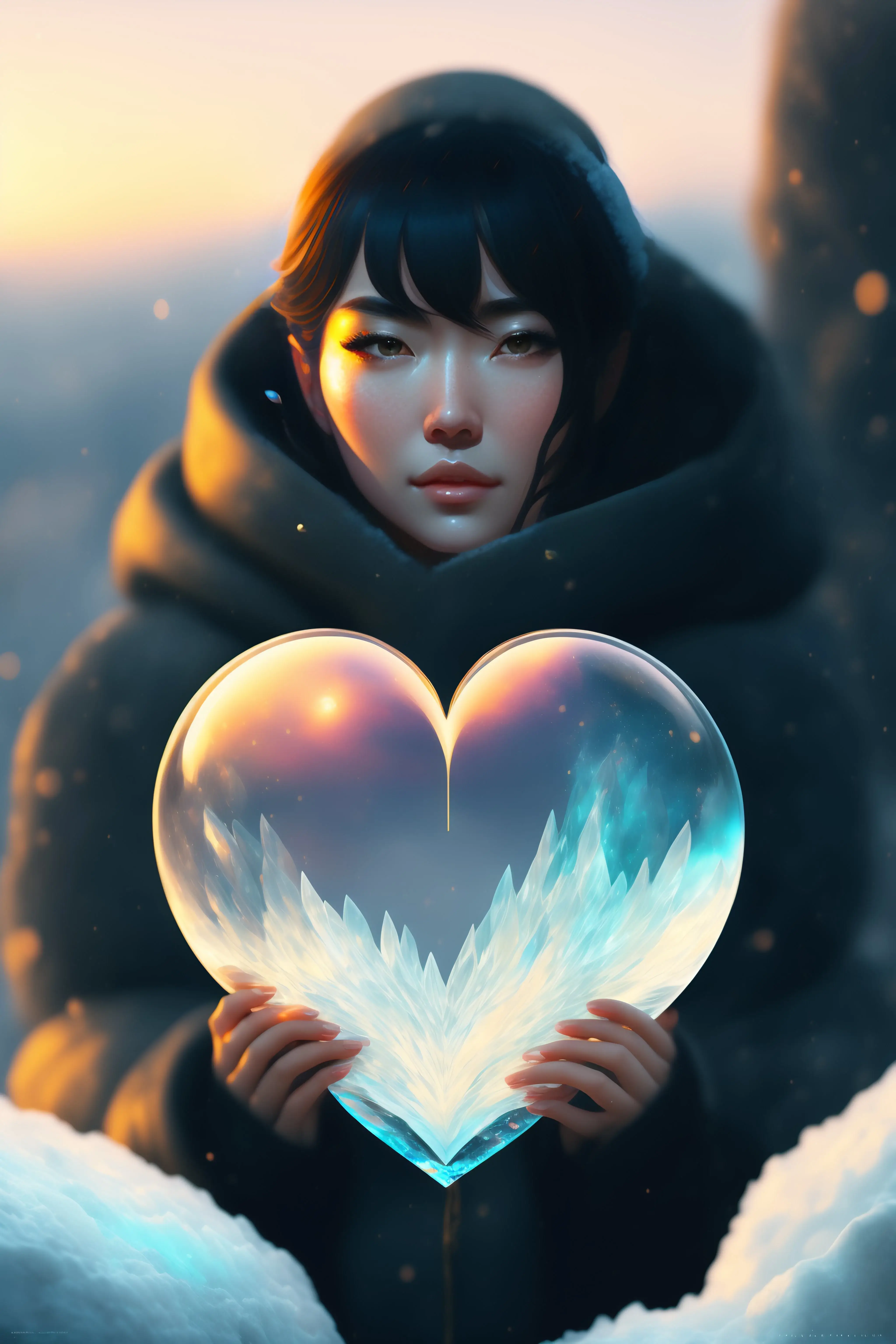 A woman holding a heart in her hands