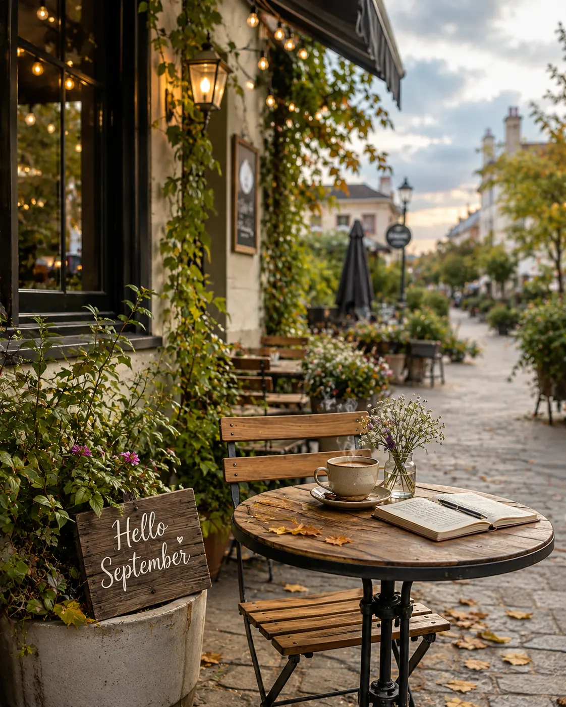 Welcome September scene with cozy vibe
