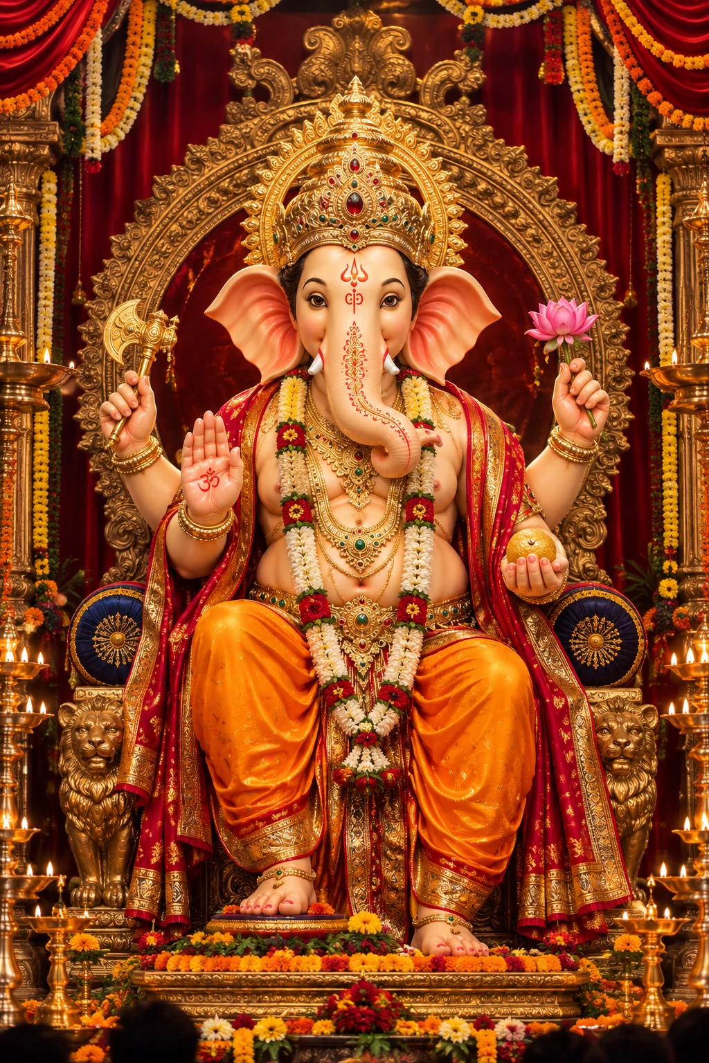 Royal ivory and turquoise Ganesh Ji idol