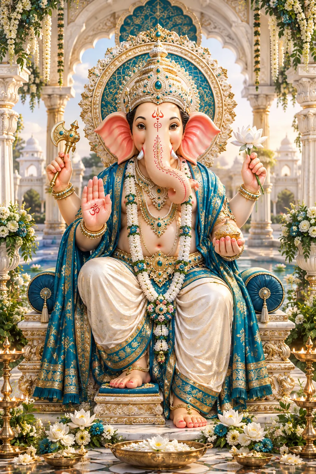 Majestic golden Ganesh Ji idol